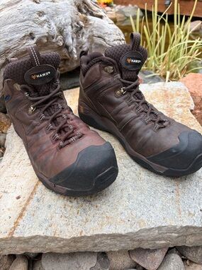Hawx Comp Toe Hiking Boots Mens 12D Waterproof Brown Leather Safety